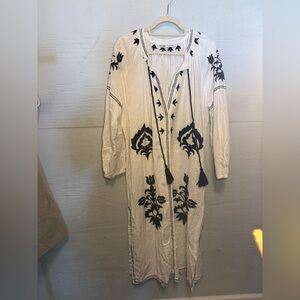 Zara Embroidered Linen Maxi Dress